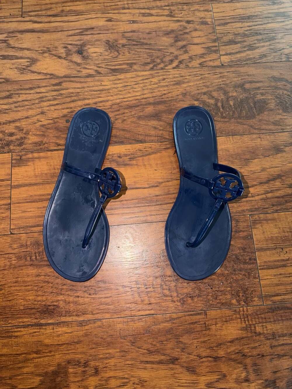 Tory Burch Women's Mini Miller Jelly Thong Sandals Size 8 Navy Blue